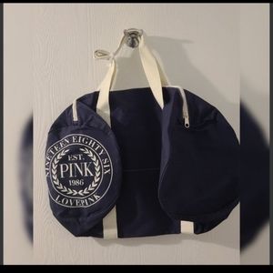 Victoria's Secret PINK University Gym Duffle Bag NWT Navy Blue/White